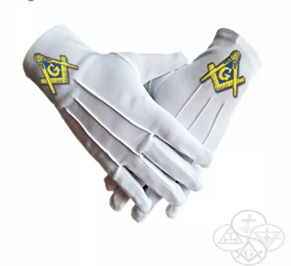 White Masonic Gloves with Square and Compasses Emblem