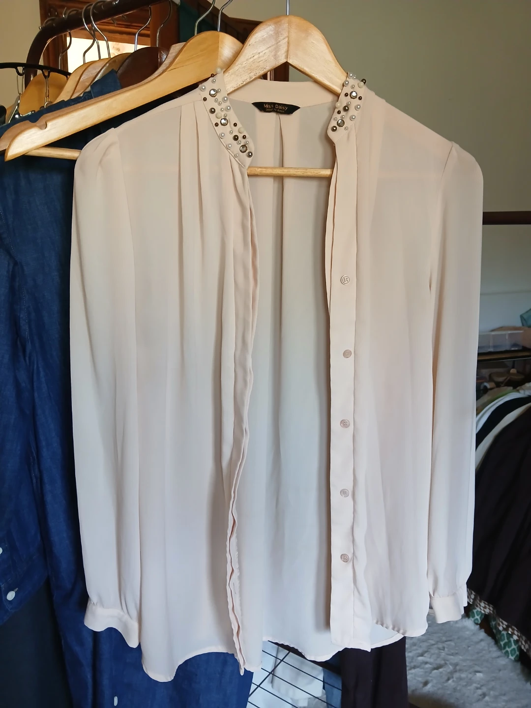 Miss Daisy Blouse with Pearl and Gem Embellishments