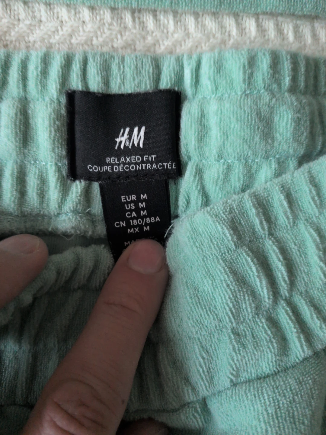 H&M Relaxed Fit Mint Green Terry Cloth Shorts and Top Set - photo 2