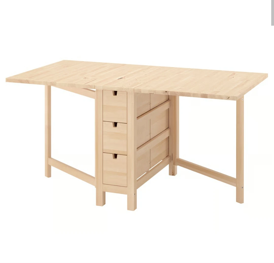 IKEA Norden Gateleg Table with 6 Drawers