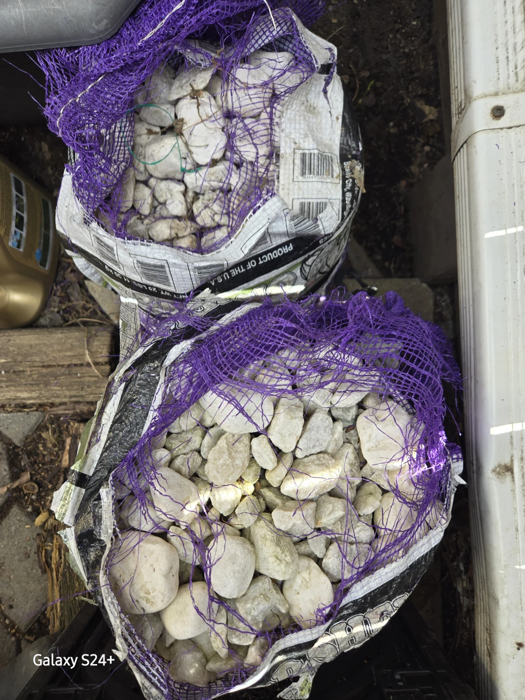 Two Bags of White Landscaping Rocks