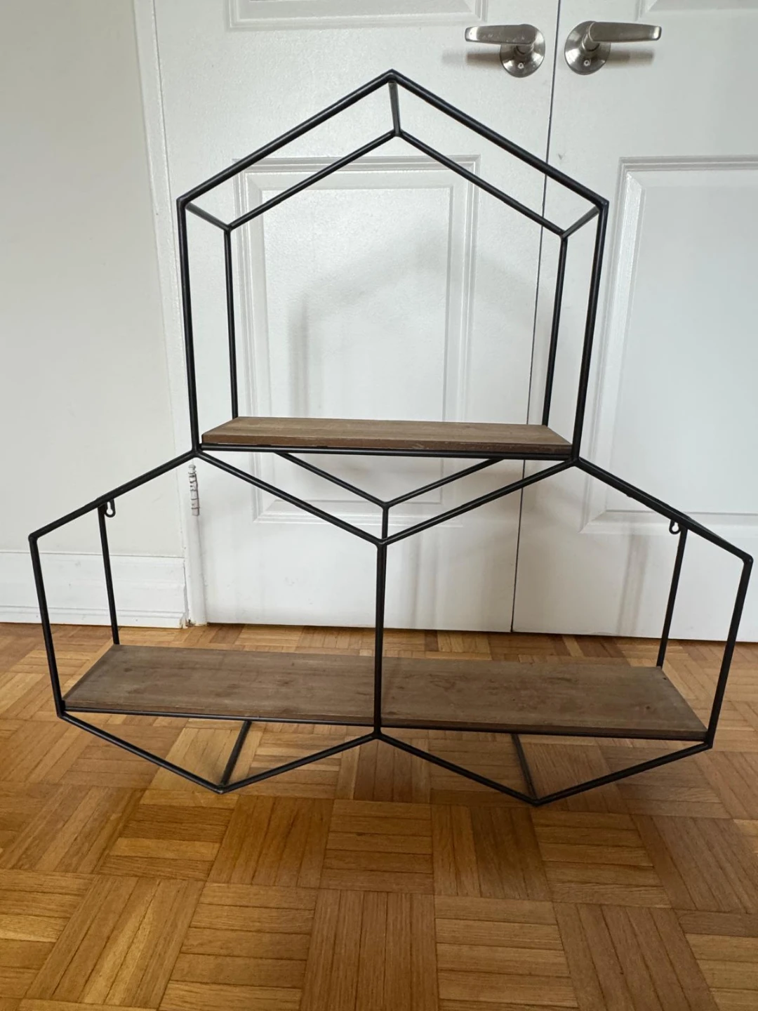 Geometric Wall Shelf with Wood Shelves - photo 2