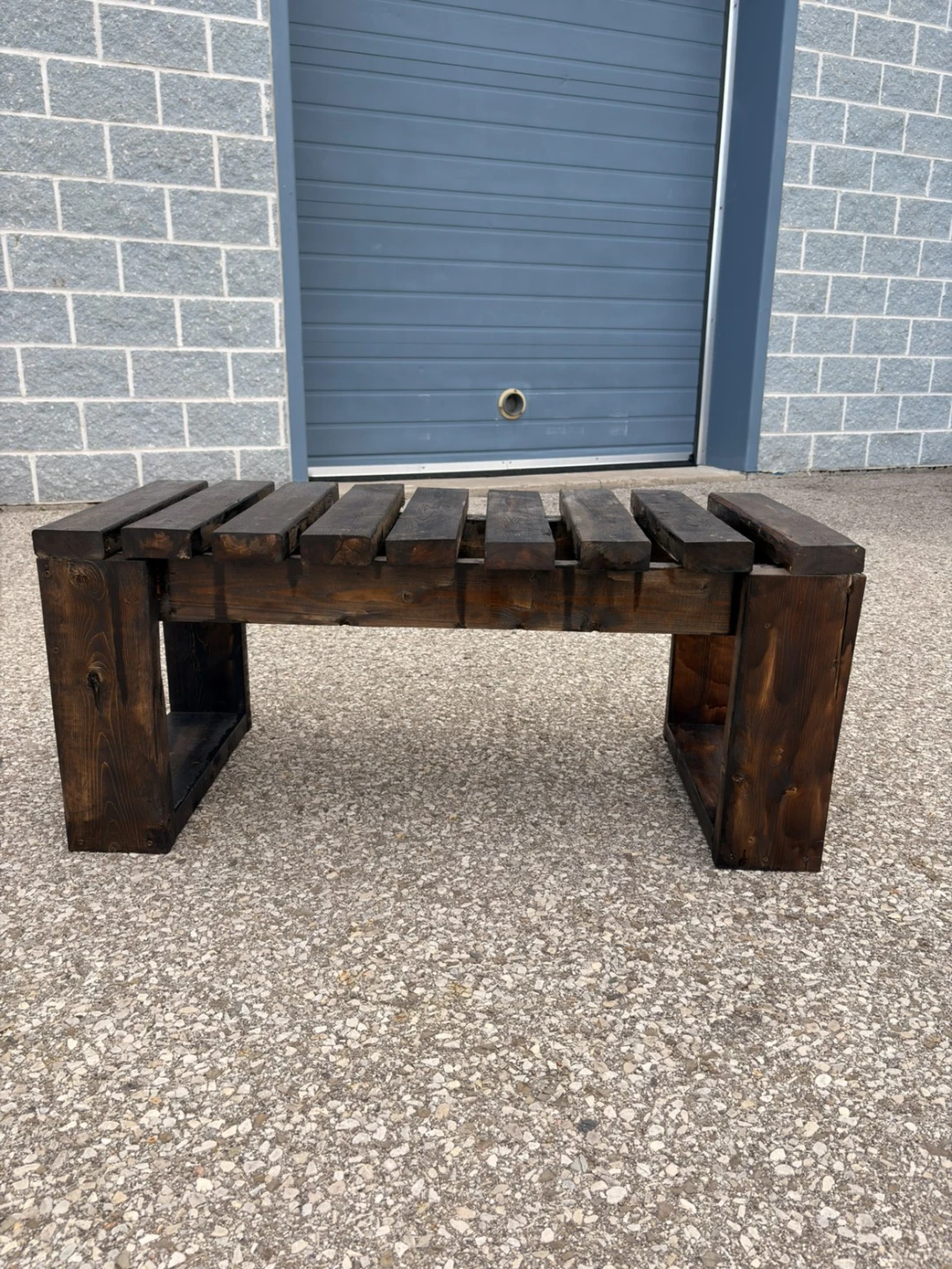 Black bench made out of wood (hamdmade) - photo 2