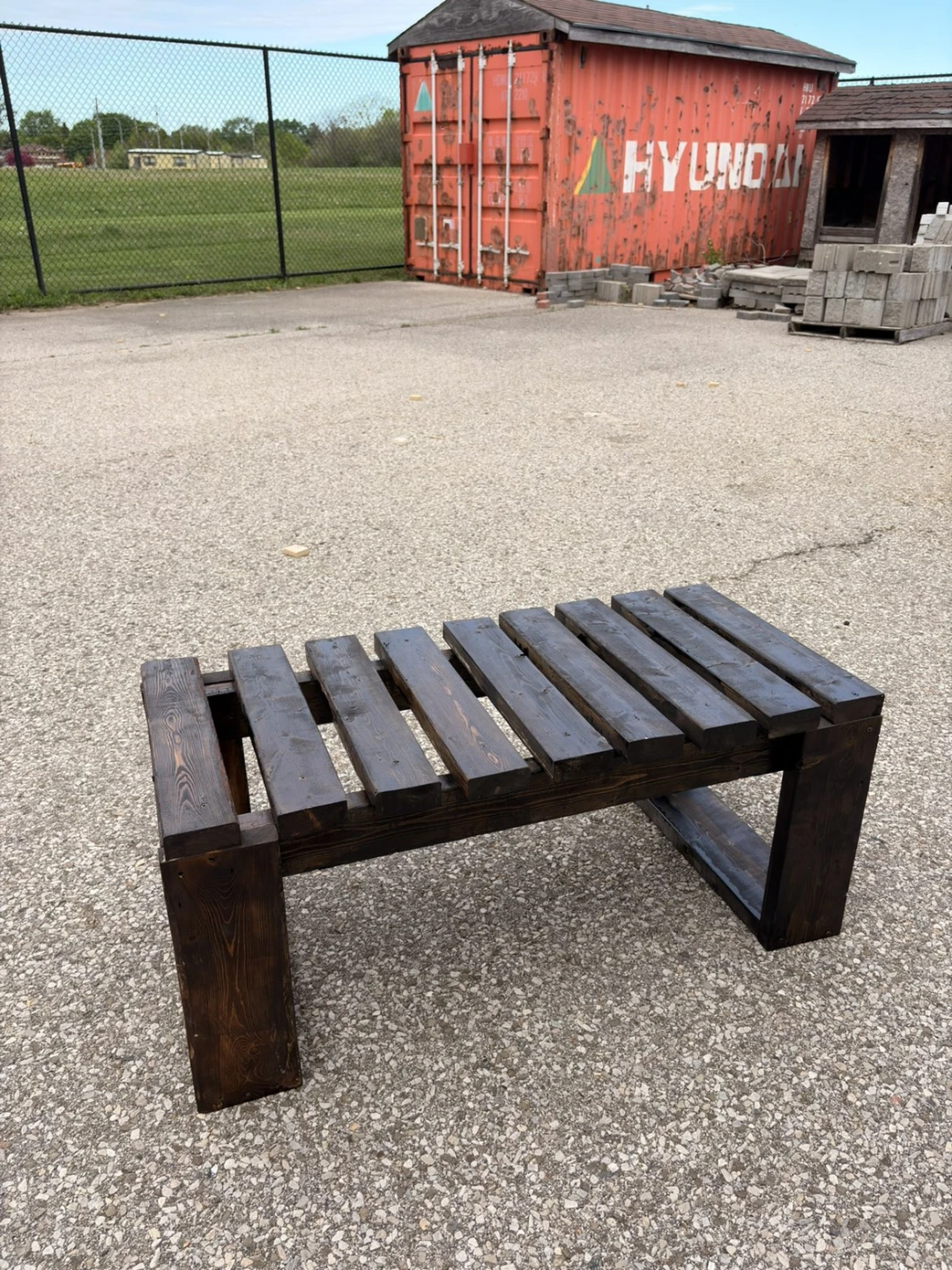 Black bench made out of wood (hamdmade) - photo 5