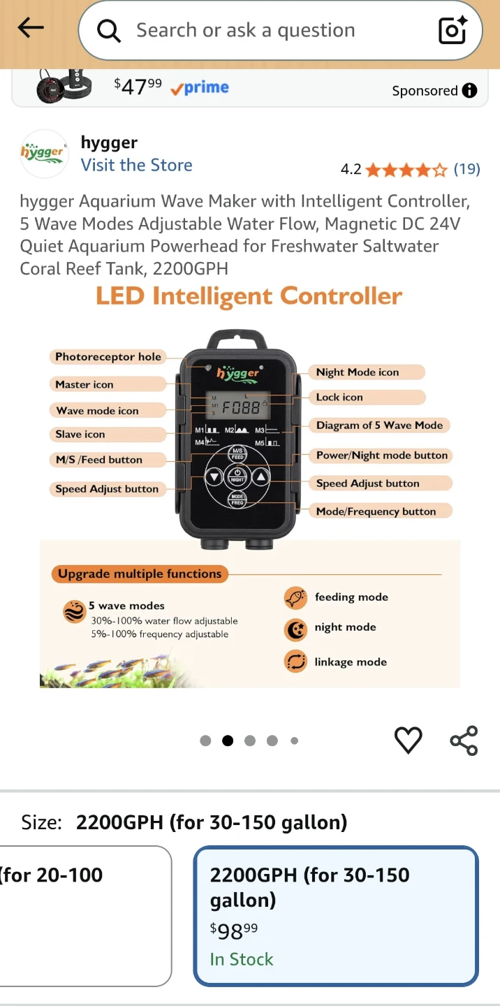 hygger DC PRO Aquarium Wave Maker 2200GPH LED Controller - photo 2