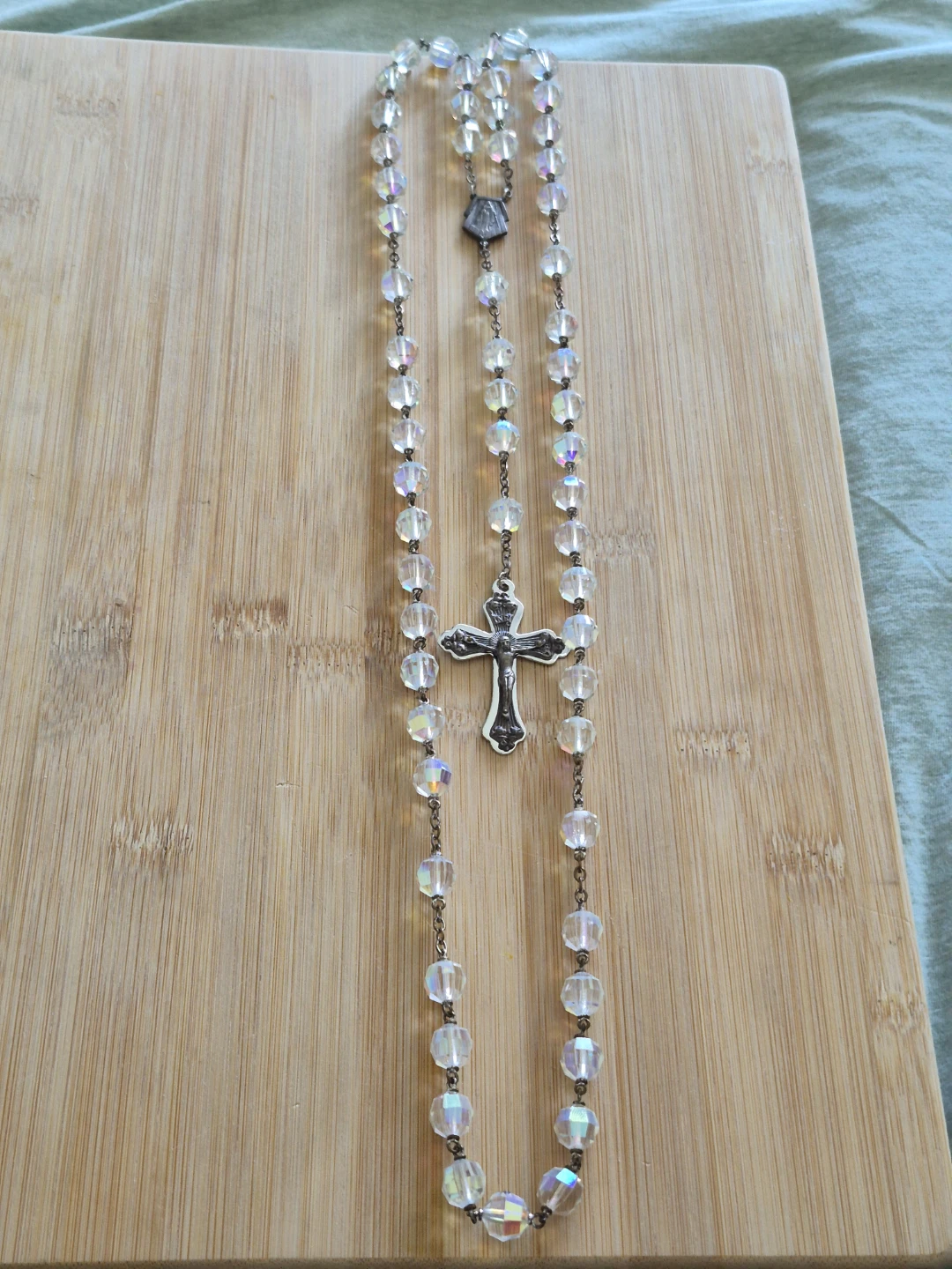 Clear Crystal Rosary with Silver Crucifix - photo 2