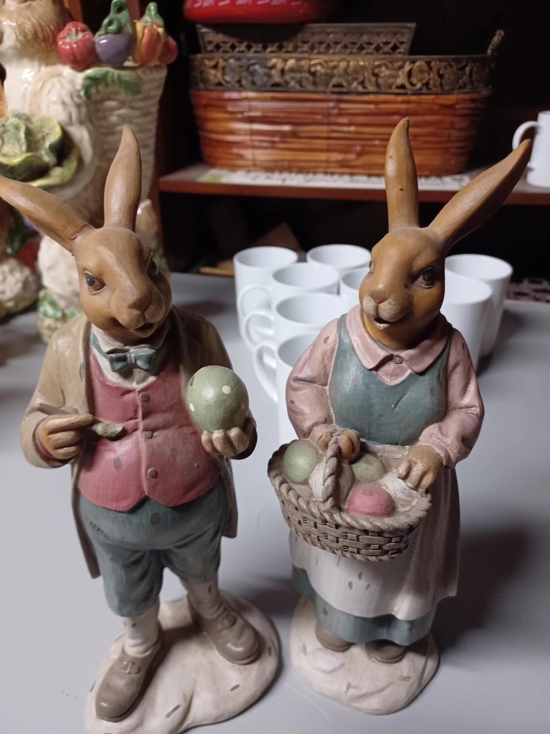 Easter Bunny Couple Figurines