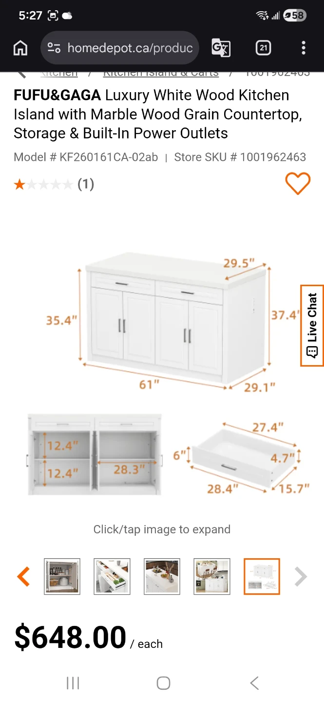 FUFU&GAGA Luxury White Wood Kitchen Island