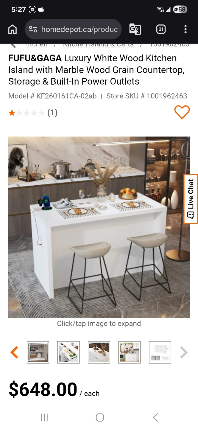 FUFU&GAGA Luxury White Wood Kitchen Island - photo 2