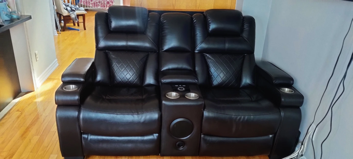 Black Faux Leather Loveseat recliner both