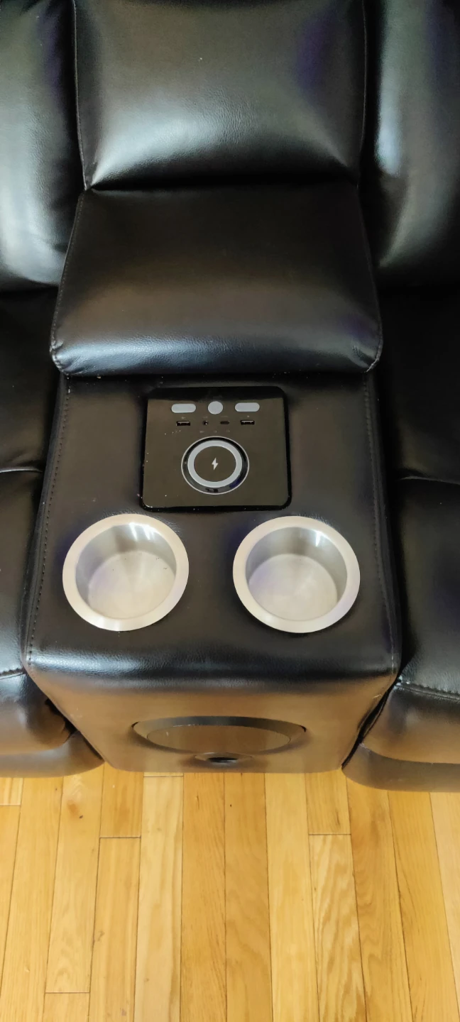 Black Faux Leather Loveseat recliner both - photo 3