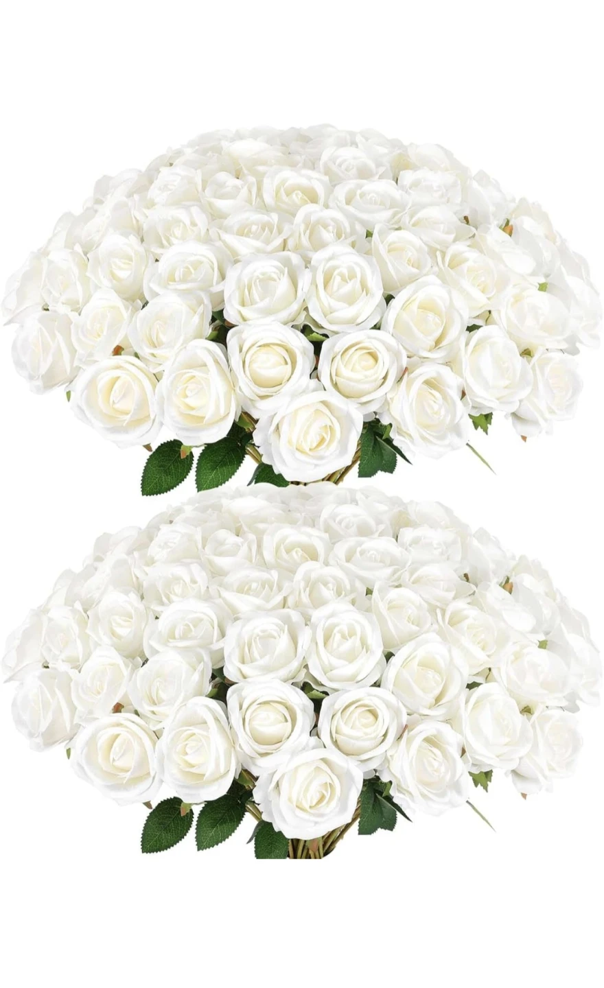 New White Artificial Roses - 20 inch Stem just $1 each - photo 5