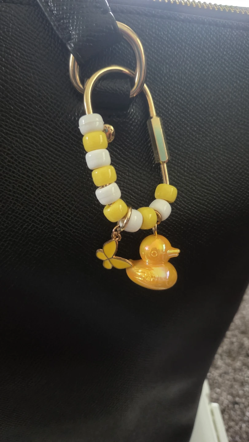 Yellow Duck and Butterfly Charm Keychain