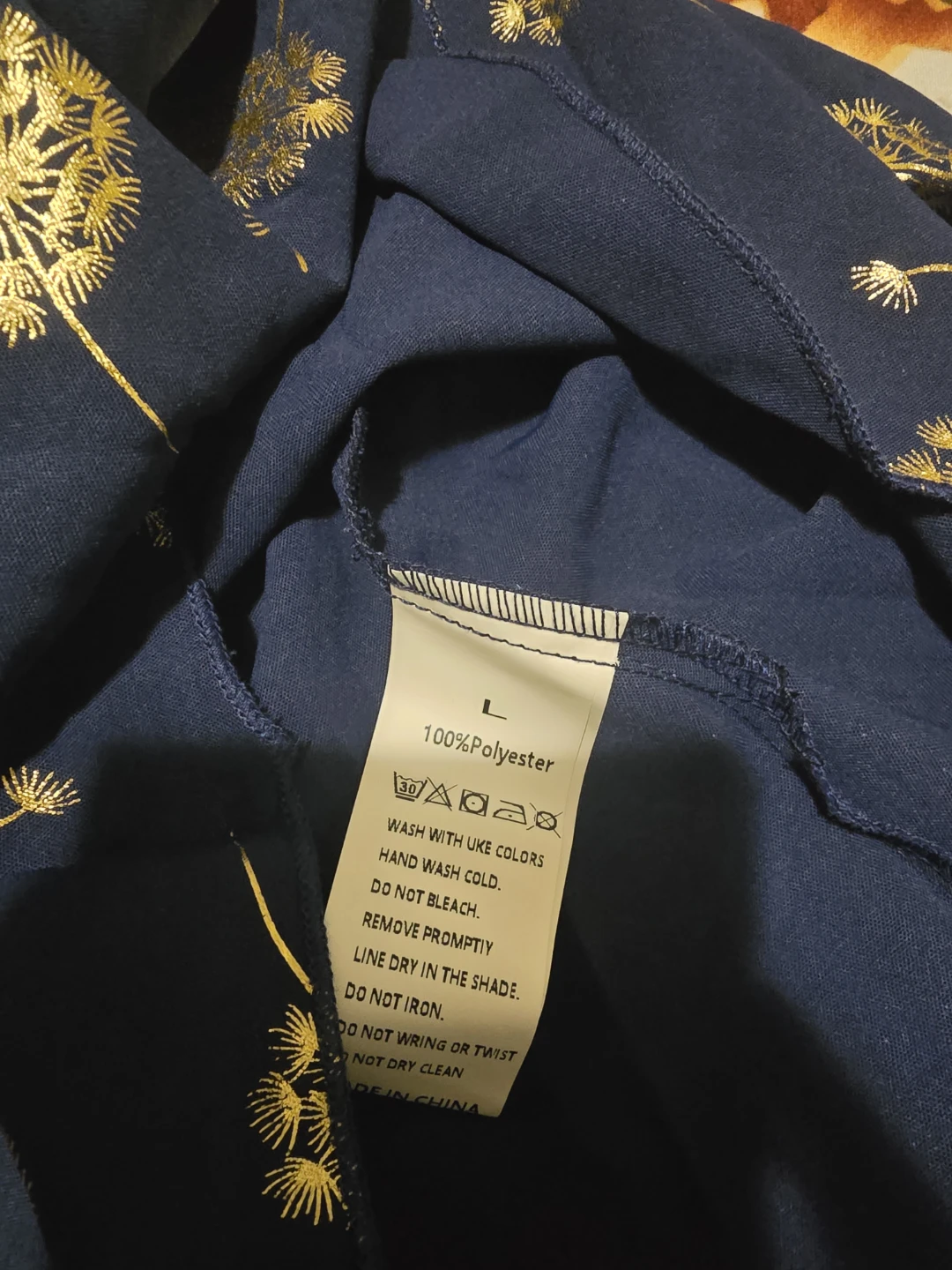 New Navy Blue Dress with Gold Dandelion Print - - photo 3