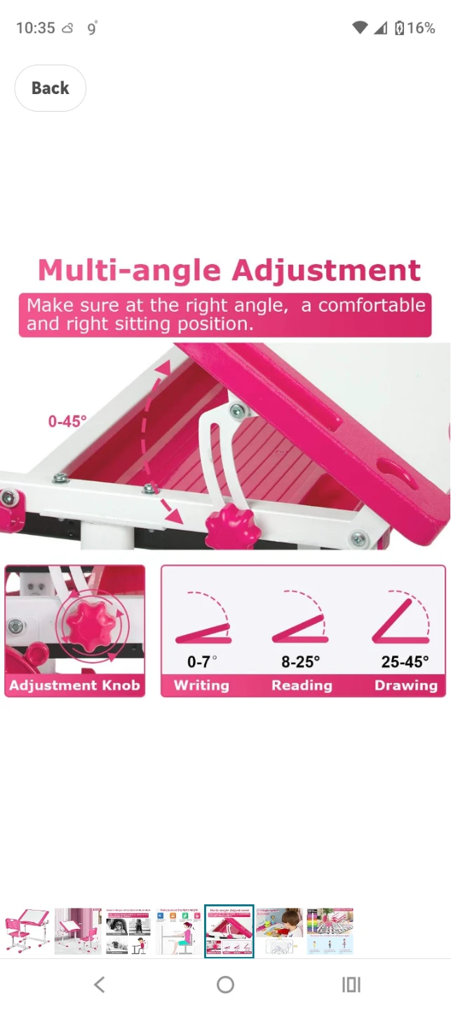 Height Adjustable Kids Study Desk and Chair Set - photo 2
