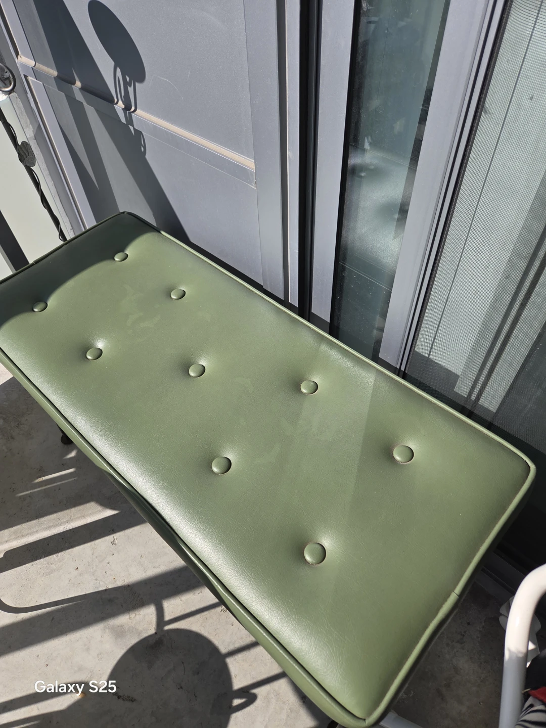 Vintage Tufted Vinyl Ottoman Bench - Green