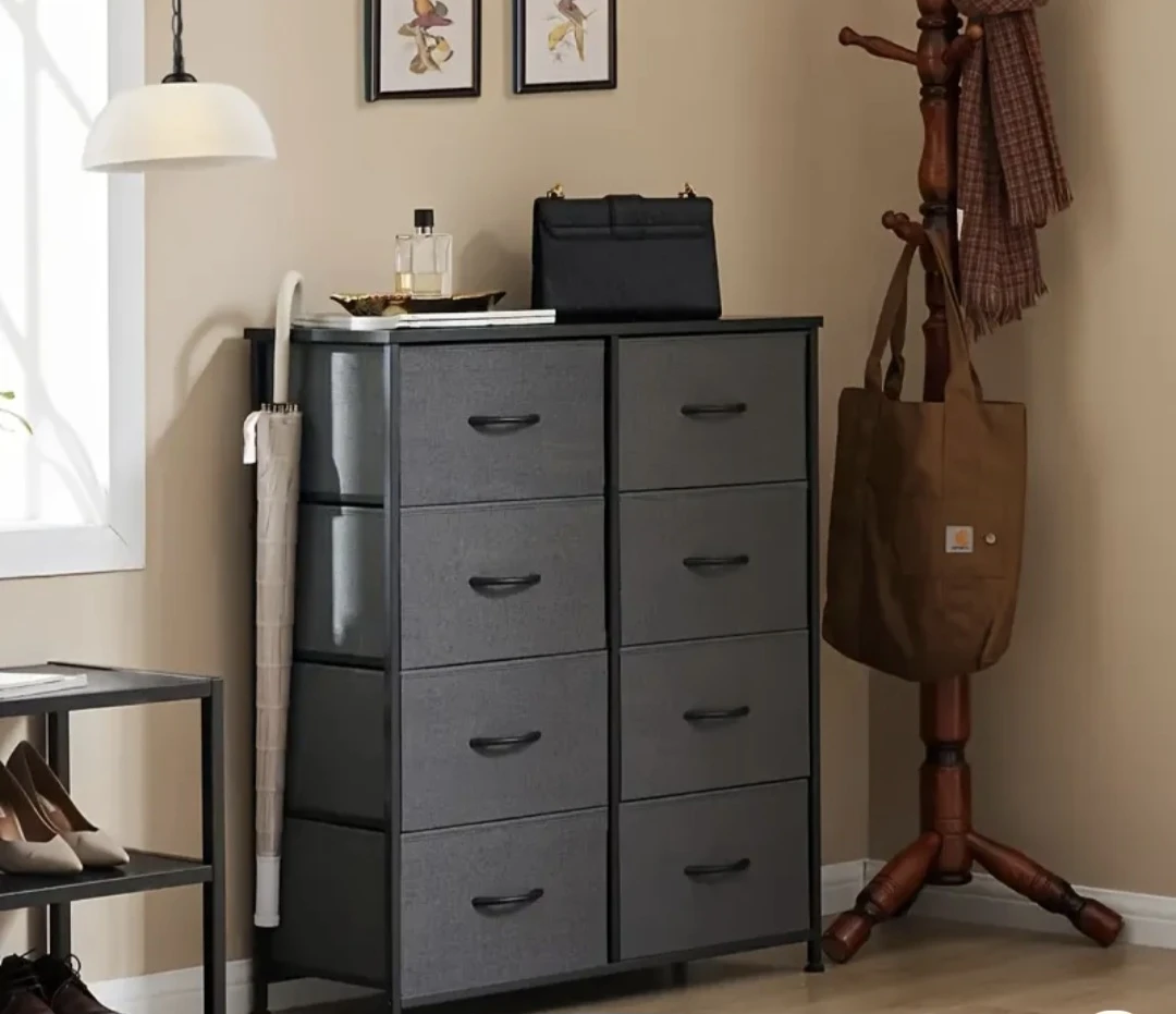 Grey 8-Drawer Fabric Dresser - photo 4