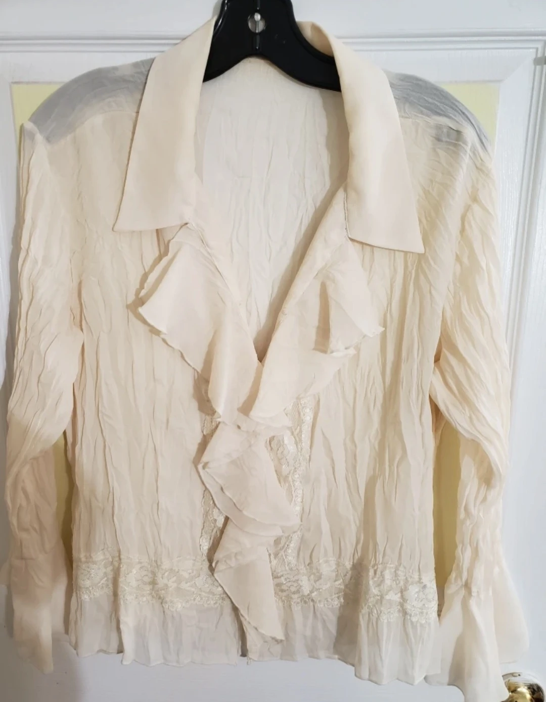 JAIPUR Cream Ruffle & Lace Blouse - XL - photo 2