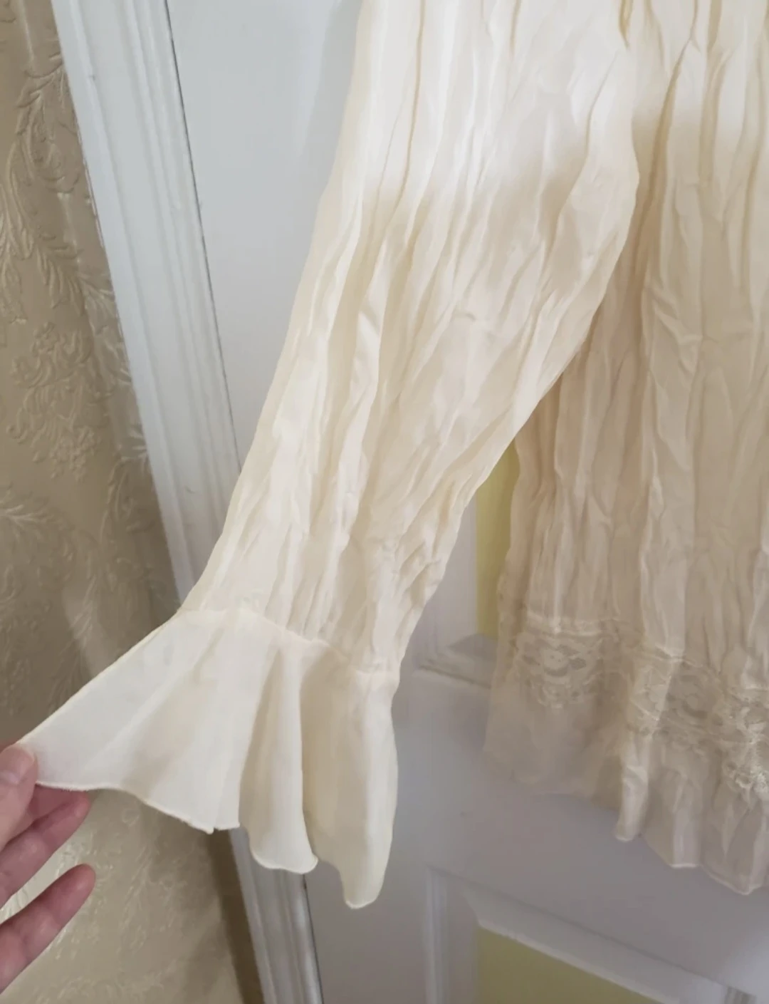 JAIPUR Cream Ruffle & Lace Blouse - XL - photo 4