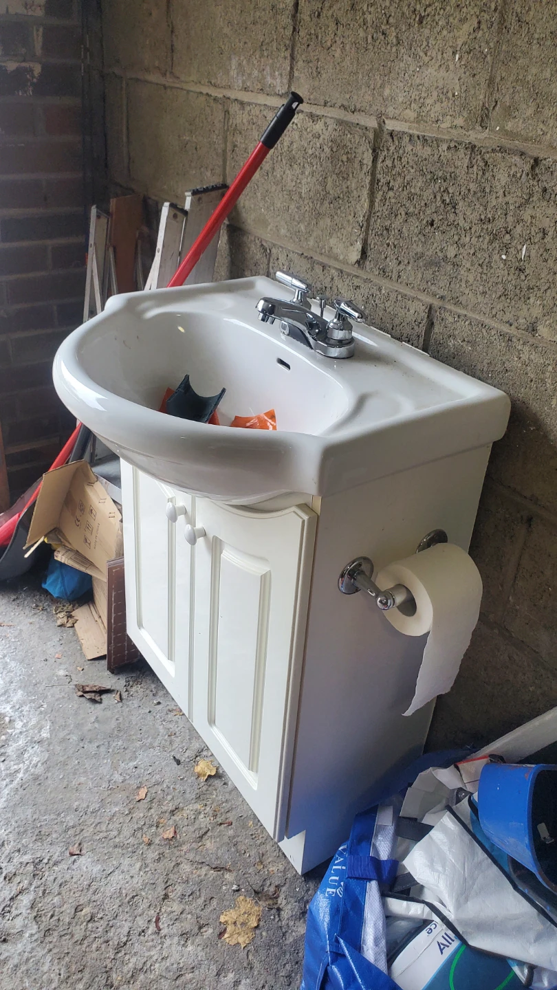 White Bathroom Vanity with Sink and Faucet - photo 2