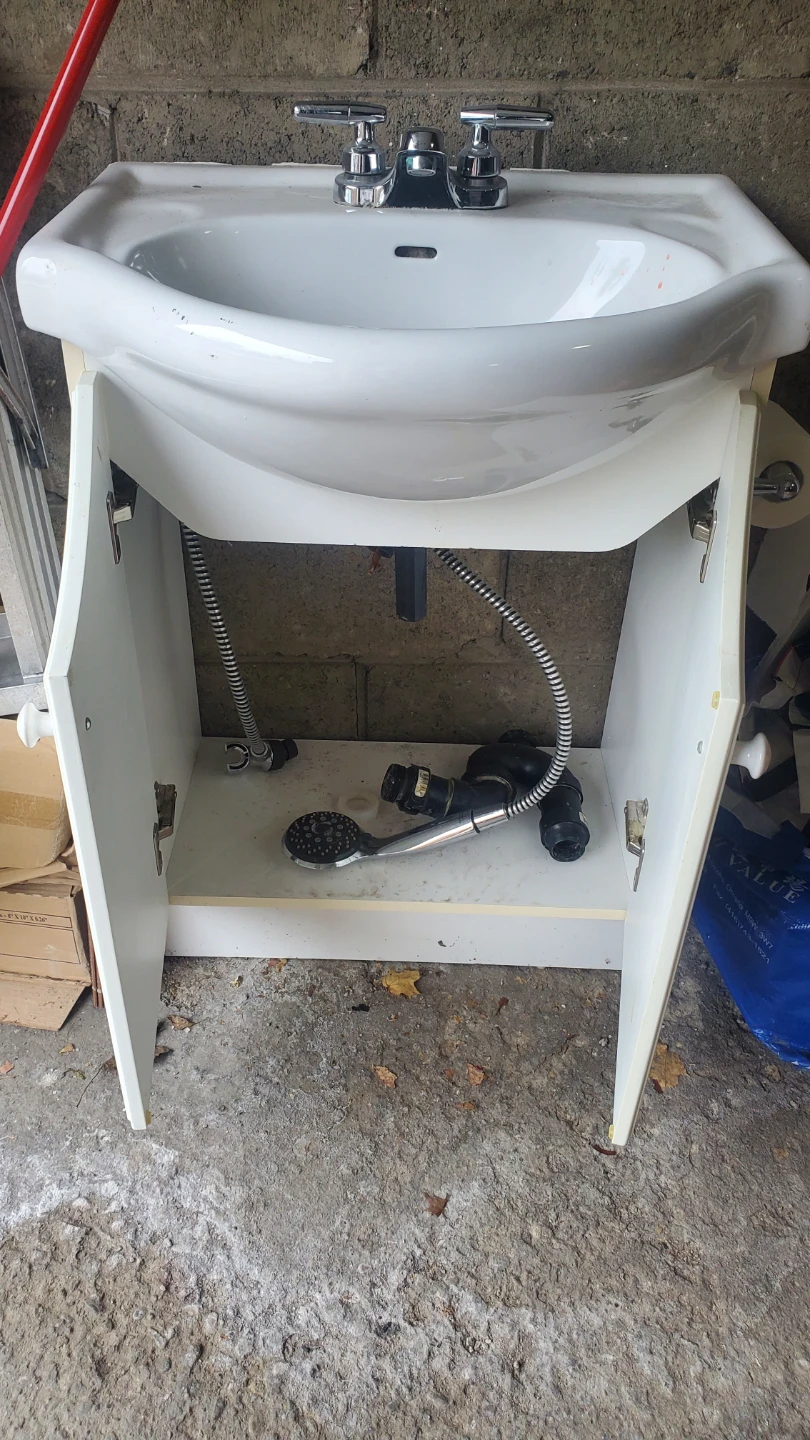 White Bathroom Vanity with Sink and Faucet - photo 3