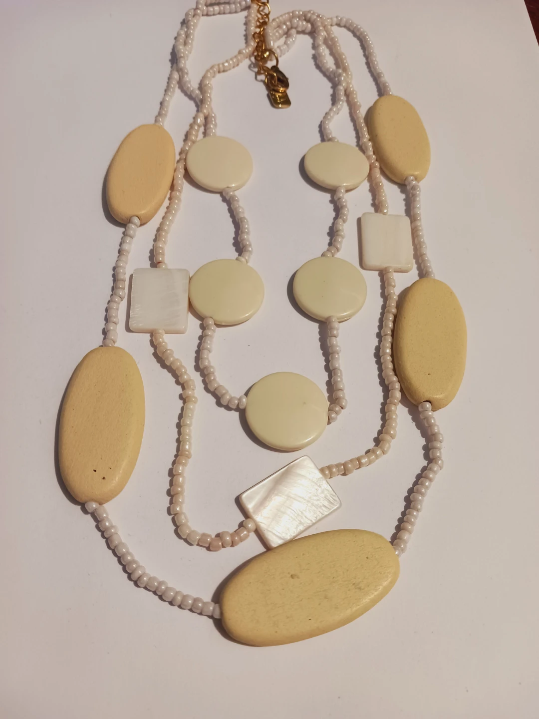 Beautiful Layered Mother of Pearl Statement Necklace