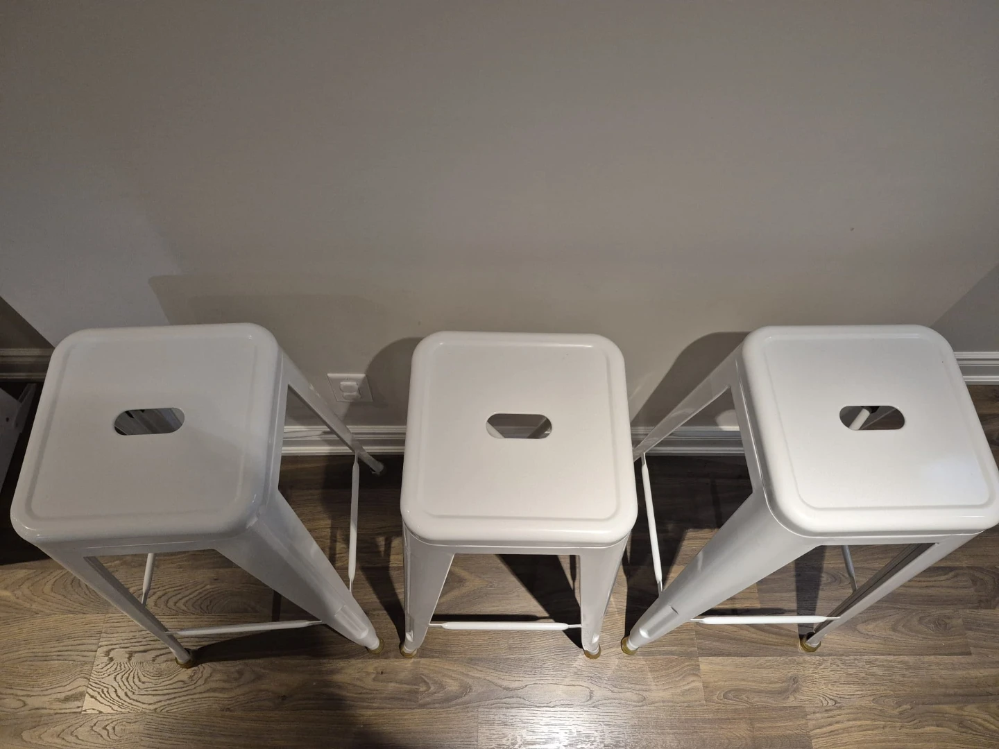 Set of 3 White Metal Bar and Counter Stools - photo 2
