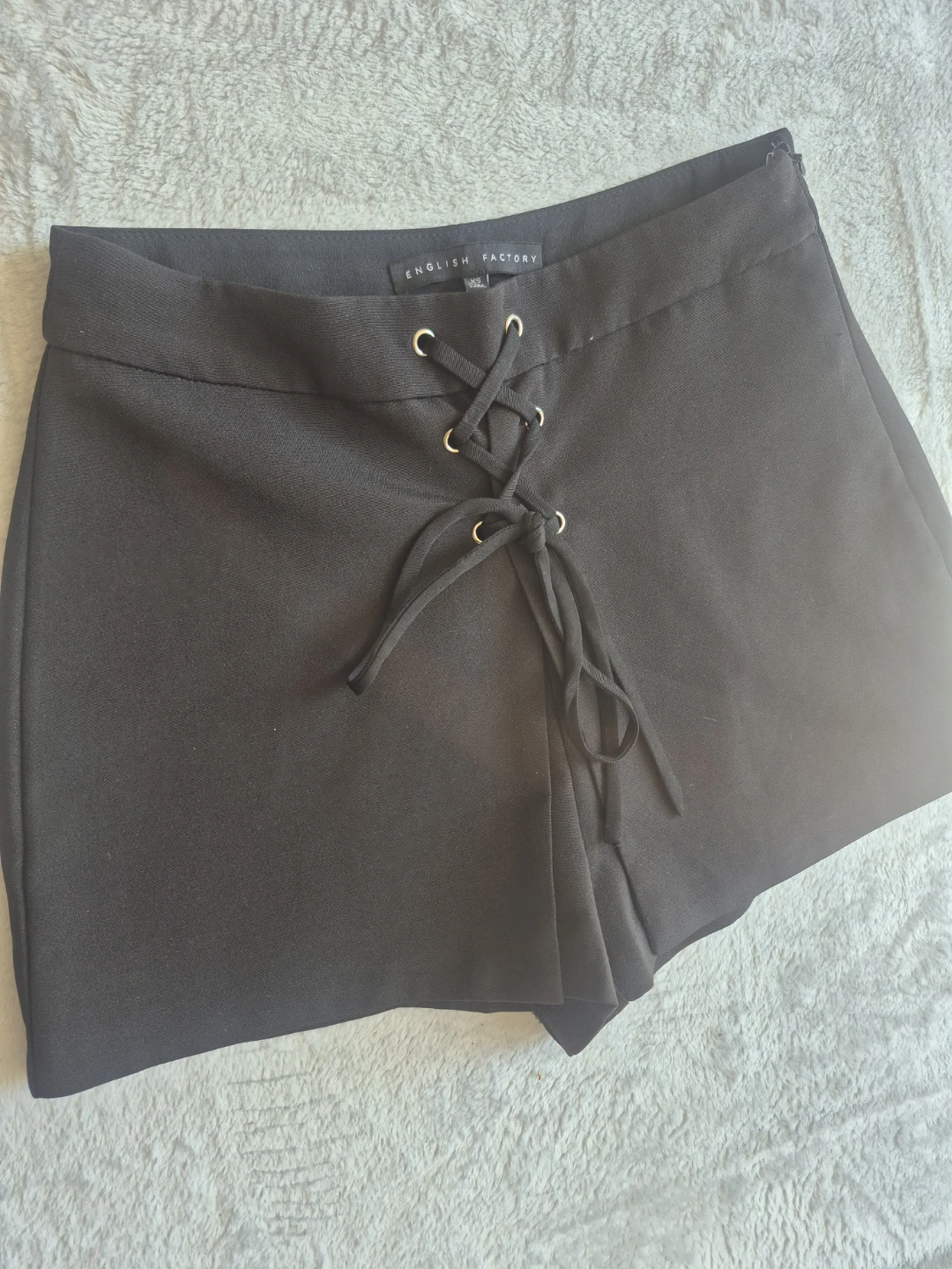 Black Lace-Up Front Shorts - English Factory - photo 4