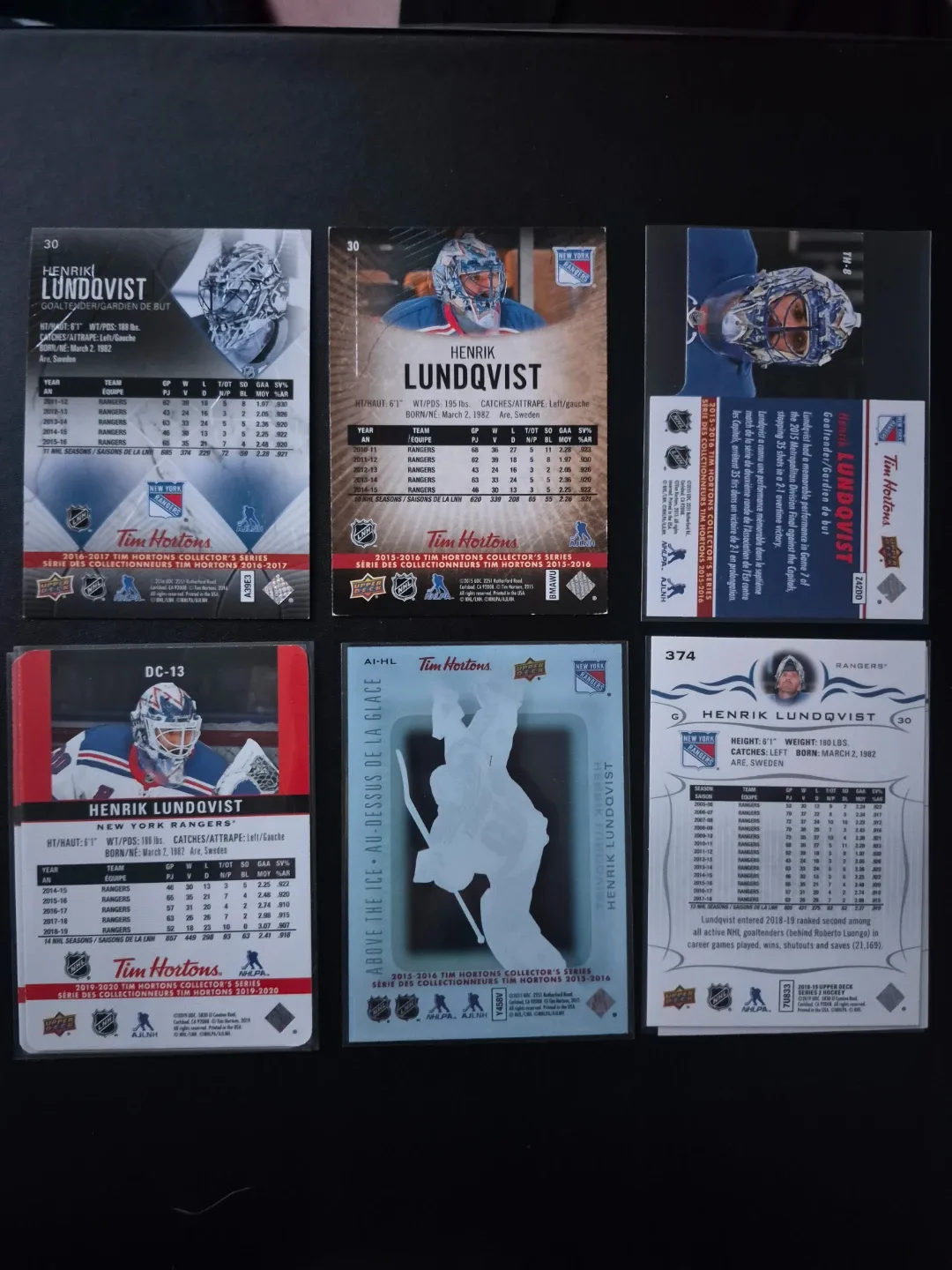 Henrik Lundqvist New York Rangers Hockey Cards (Lot of 6) - photo 2