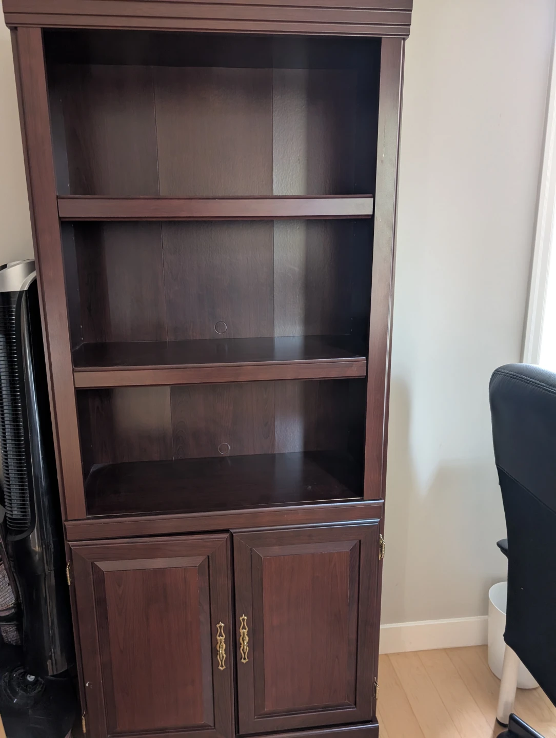 Dark Brown Wood Bookshelfs with Cabinets - photo 2
