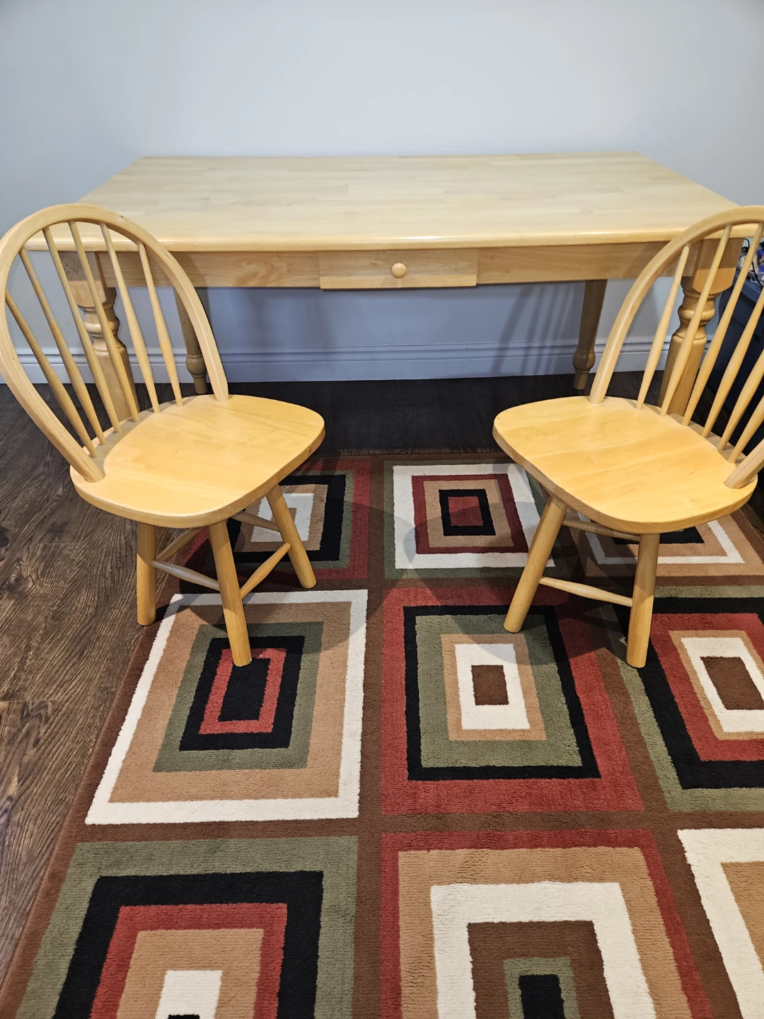 Pine wood Harvest table w/ 2 swivel chairs - photo 3