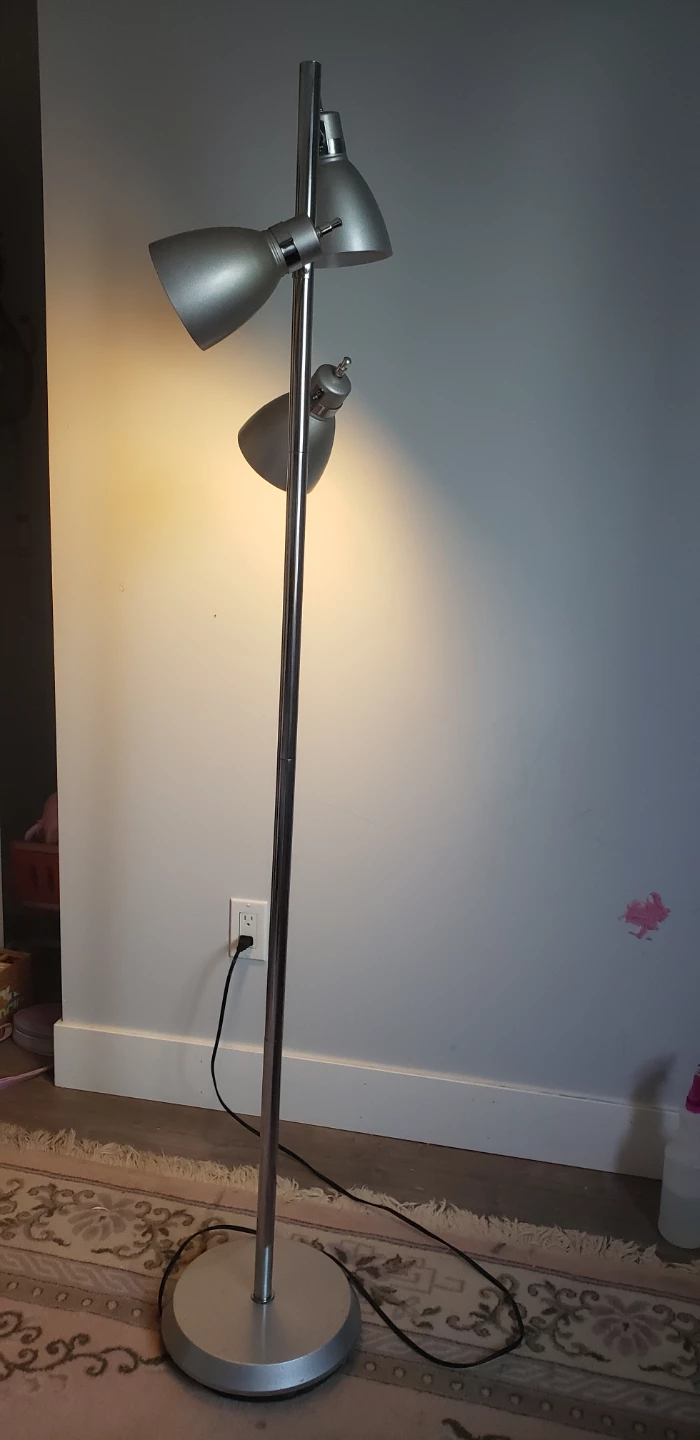 Silver Floor Lamp with 3 Adjustable Spotlights