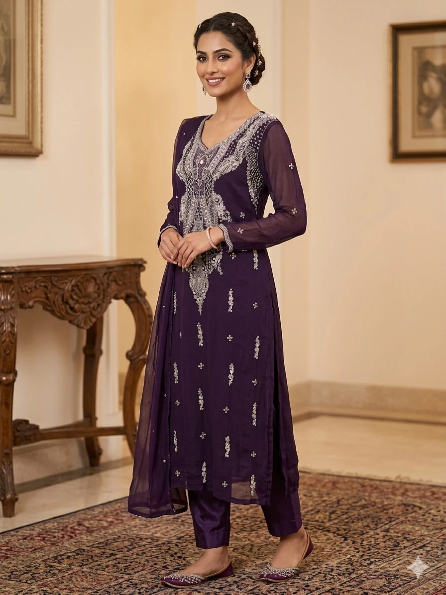 Embellished Purple Kurti