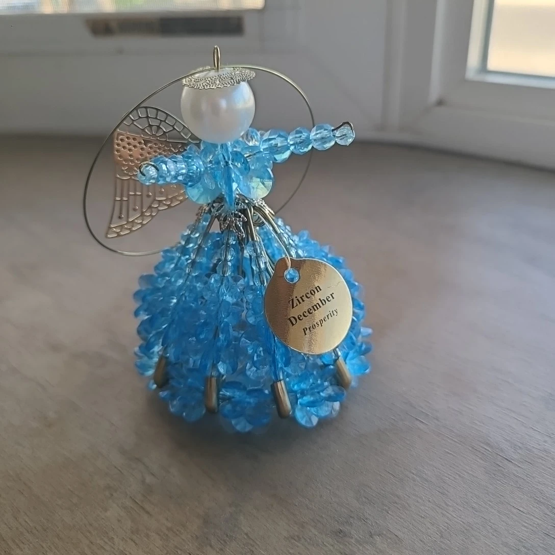 Blue Beaded Angel Ornament December
