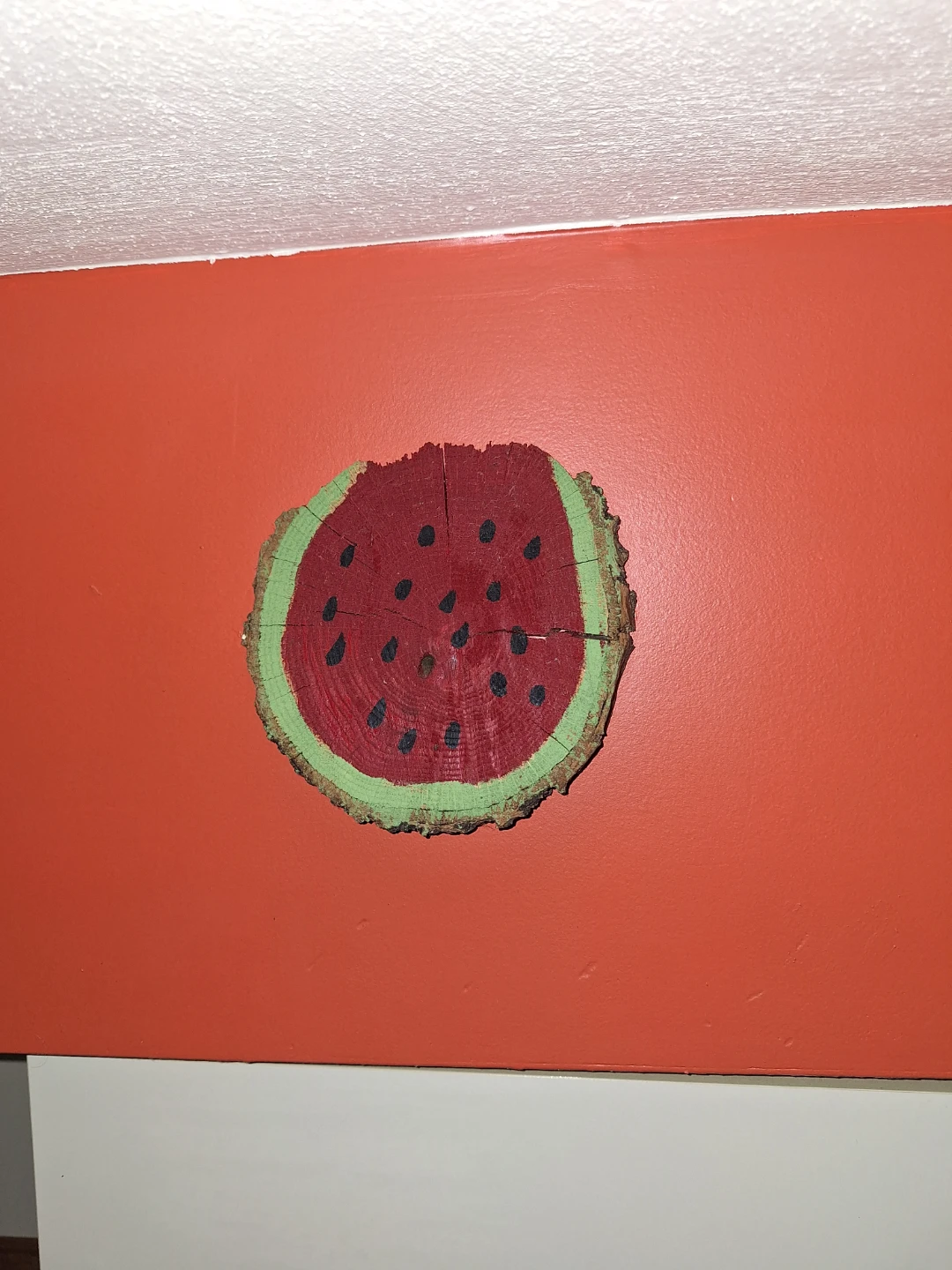 Hand-painted Watermelon Slice Wood Slice Wall Art
