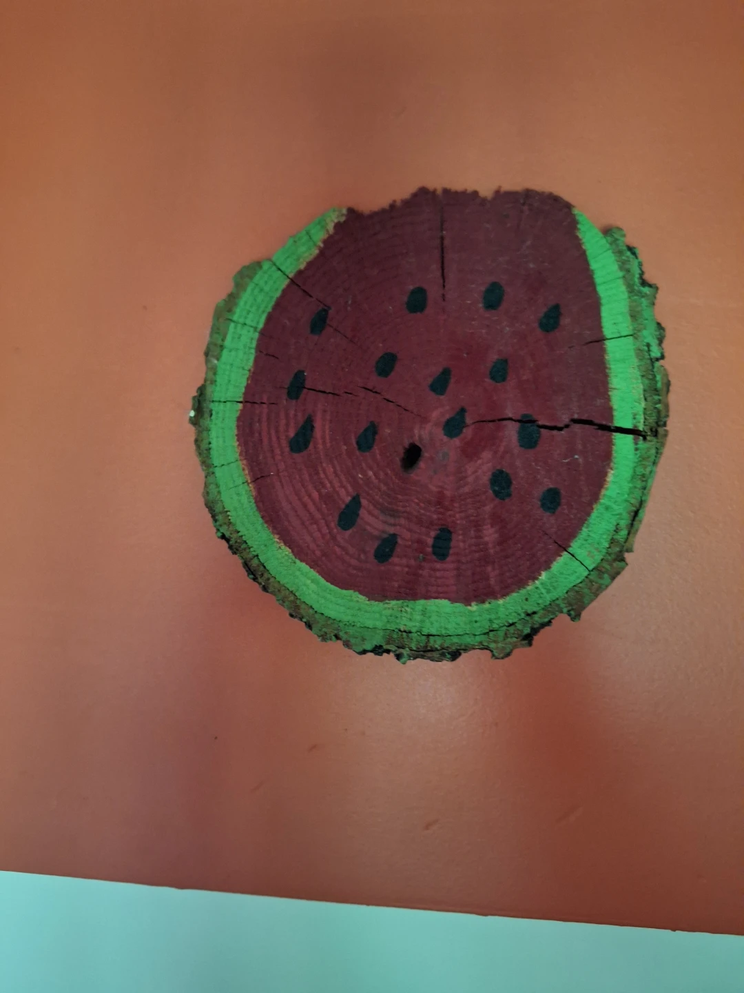 Hand-painted Watermelon Slice Wood Slice Wall Art - photo 2