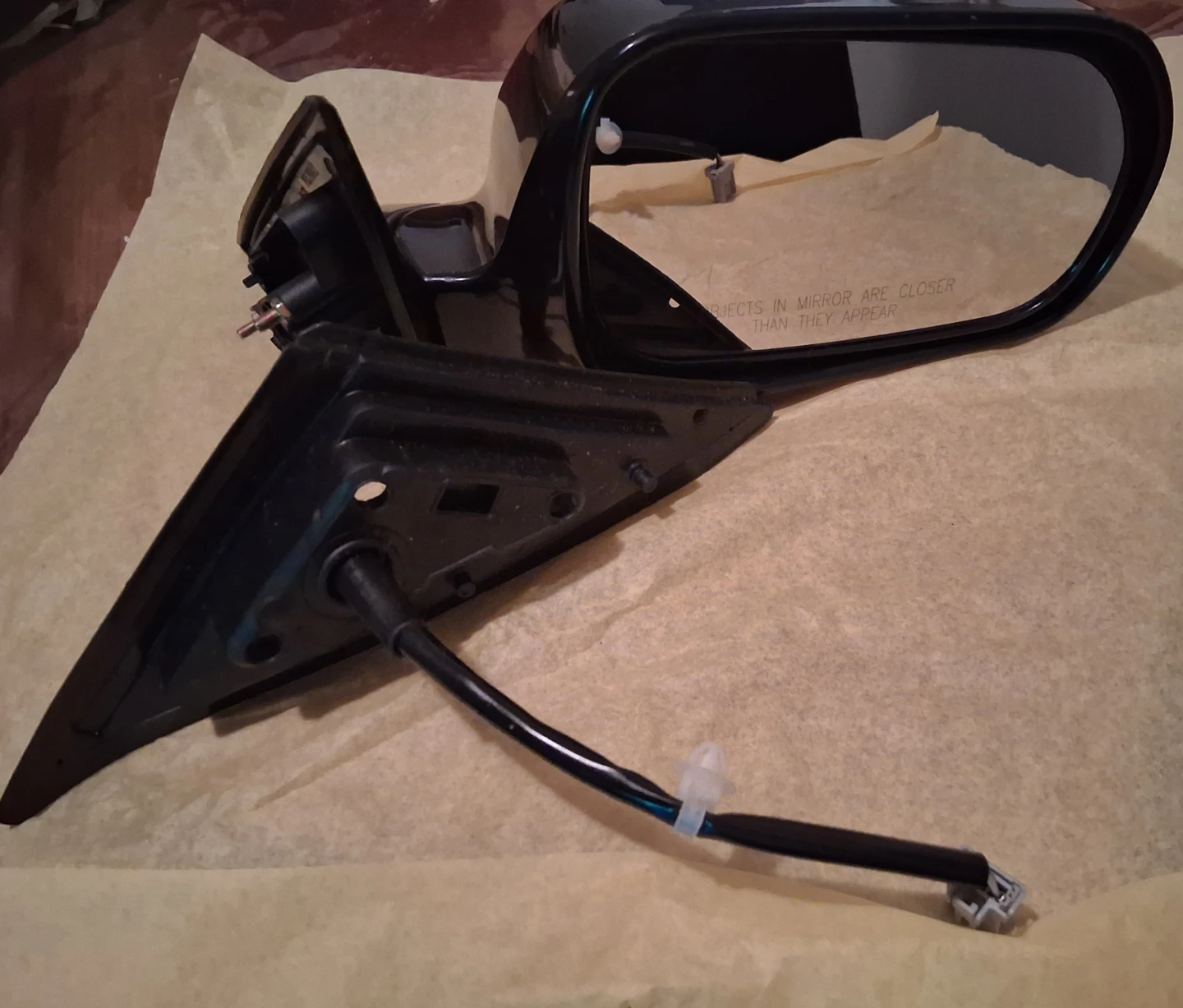 Black Side Mirror with Wire