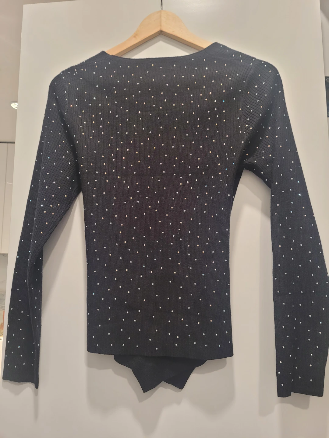 Size M - Nancy Yang NY Iridescent Rhinestone Ribbed Wrap Sweater - photo 3
