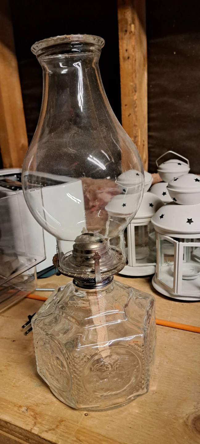Glass Oil Lamp with Hurricane Shade