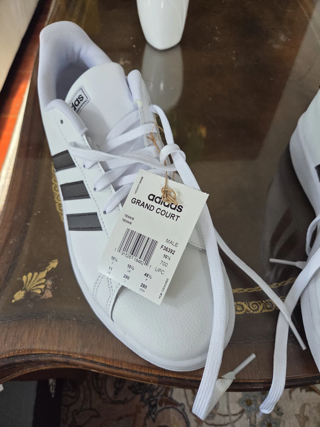 Adidas Grand Court Men's Shoes White Black Size 10.5 - photo 2