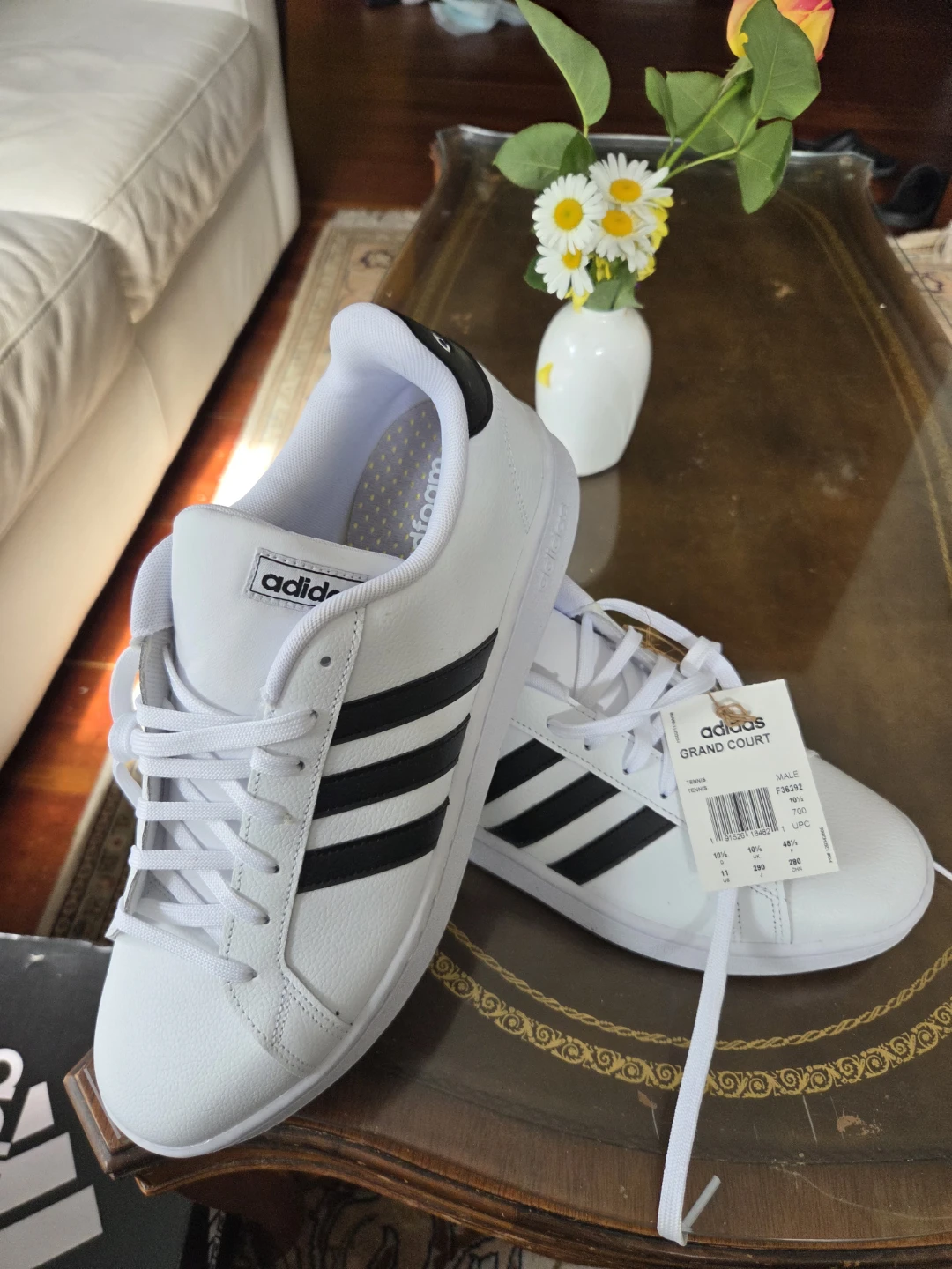 Adidas Grand Court Men's Shoes White Black Size 10.5 - photo 3