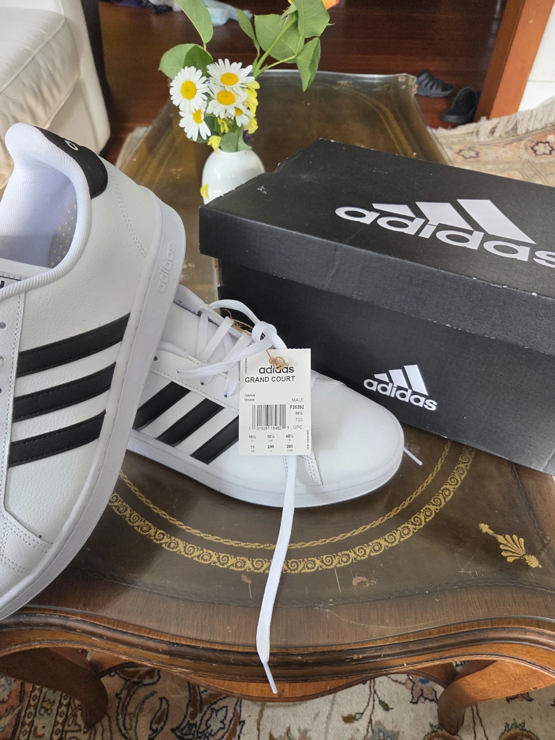 Adidas Grand Court Men's Shoes White Black Size 10.5 - photo 4