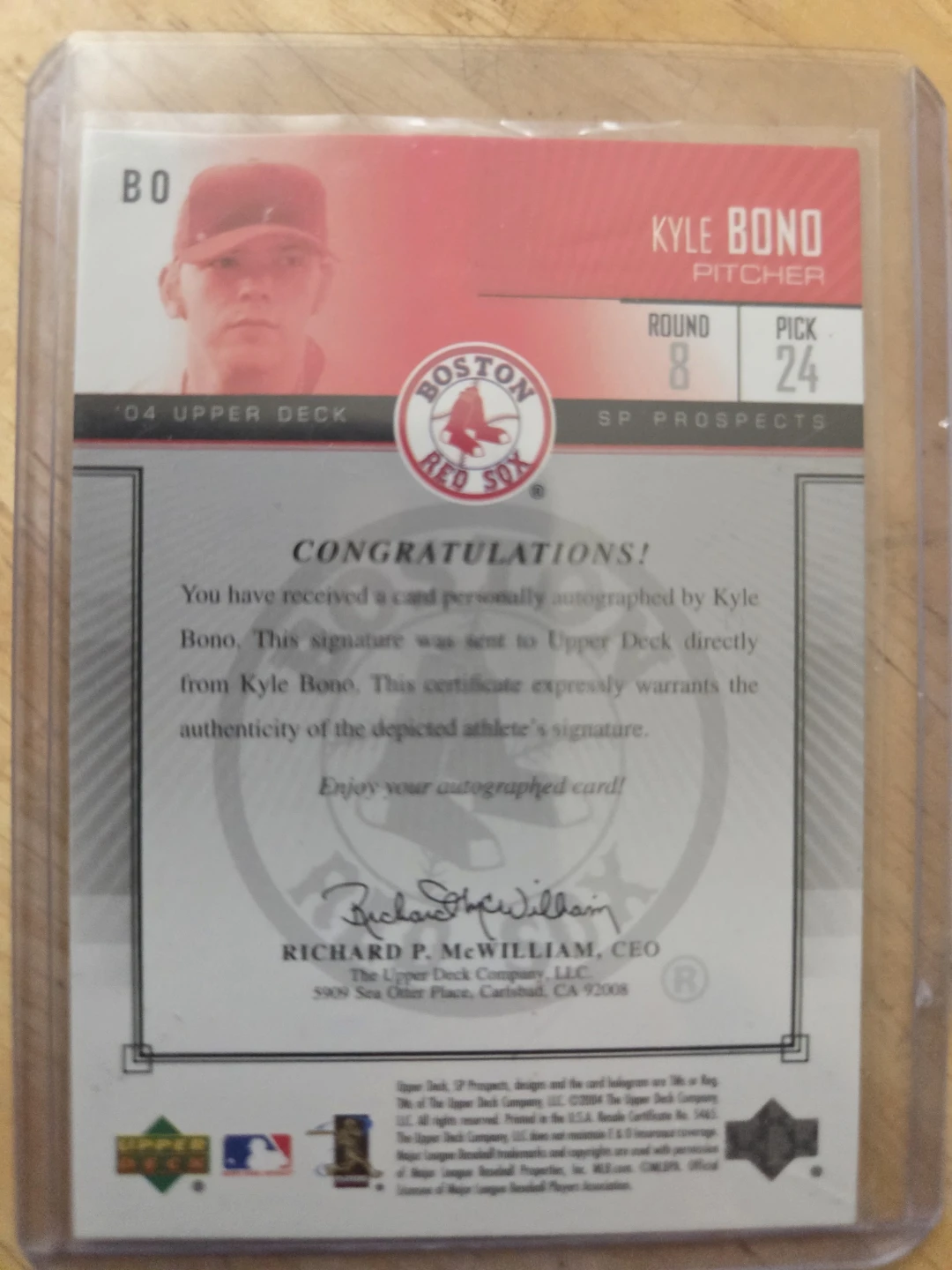 Kyle Bond 2004 SP Prospects Autographed Baseball Card - photo 2