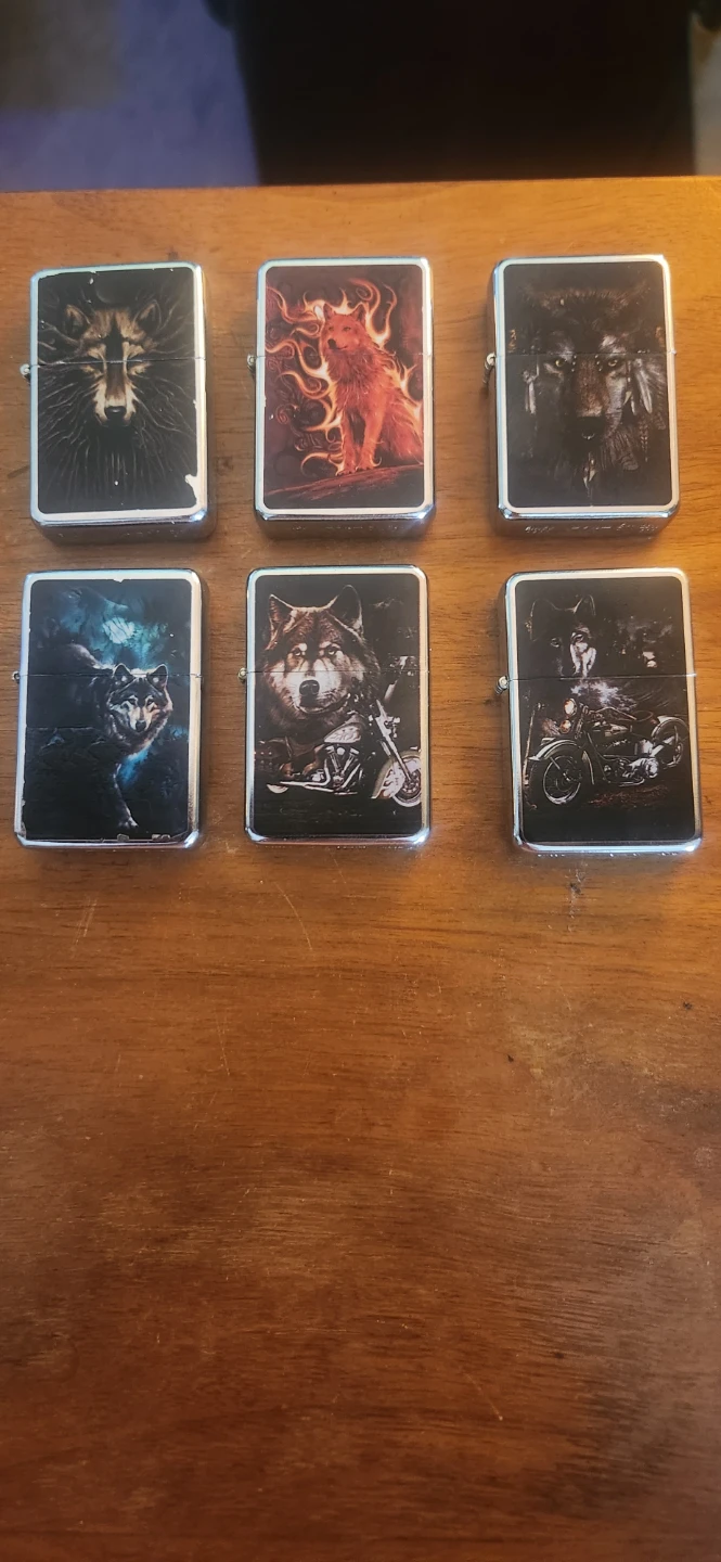 Set of 6 Wolf Themed Lighters