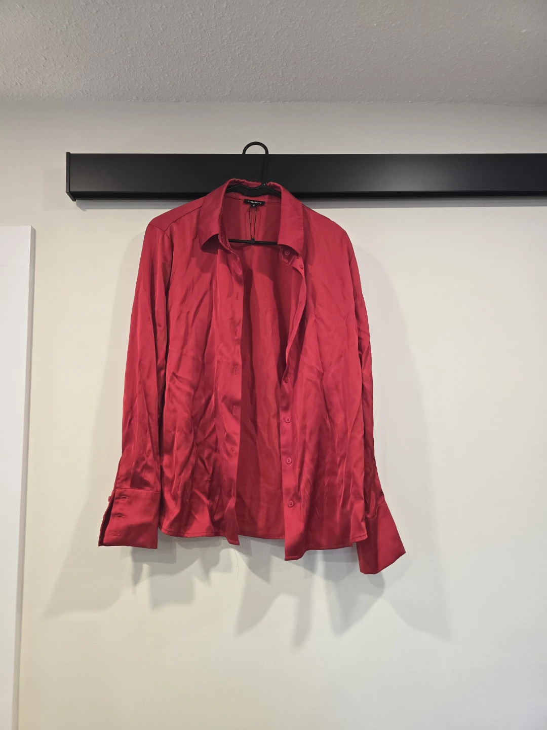 Dynamite Red Satin Button-Up Shirt