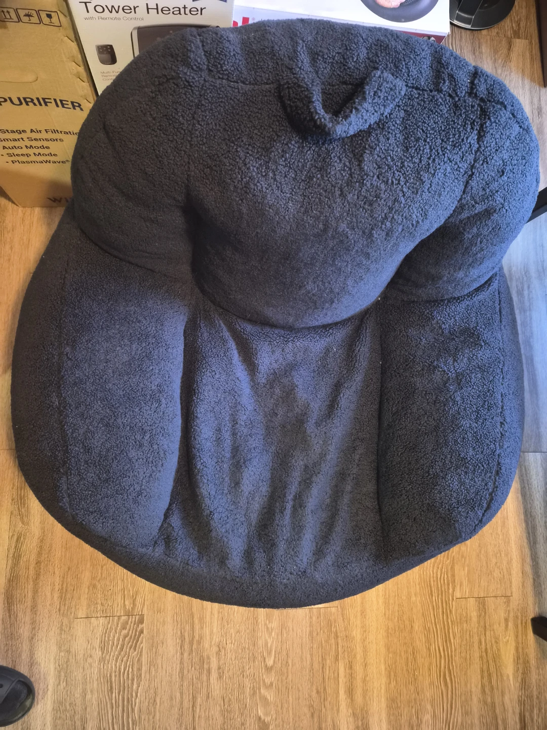 Dark Gray Sherpa Bean Bag Chair