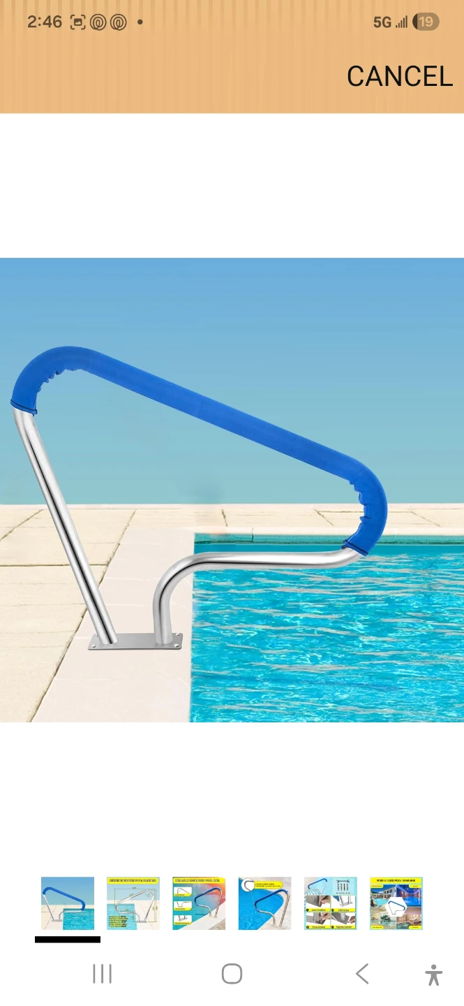 Inground Pool Handrail - 39x32in Stainless Steel