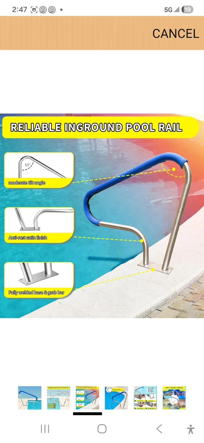 Inground Pool Handrail - 39x32in Stainless Steel - photo 3
