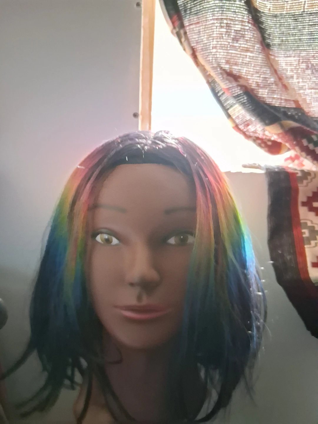 12 inches Short Rainbow Ombre Bob Wig synthetic