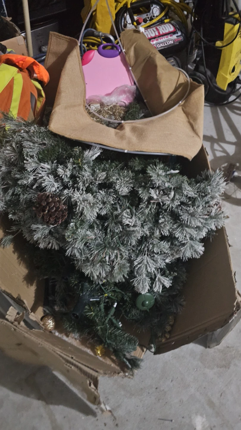 Flocked Artificial Christmas Tree with Pinecones and Lights